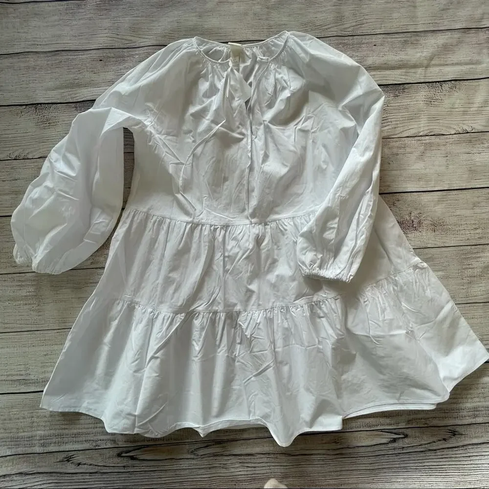 HM NWT BLOGGER FAV COTTON TIERD HIPPIE BOHO CHIC WESTERN WHITE DRESS SMALL - Picture 6 of 10
